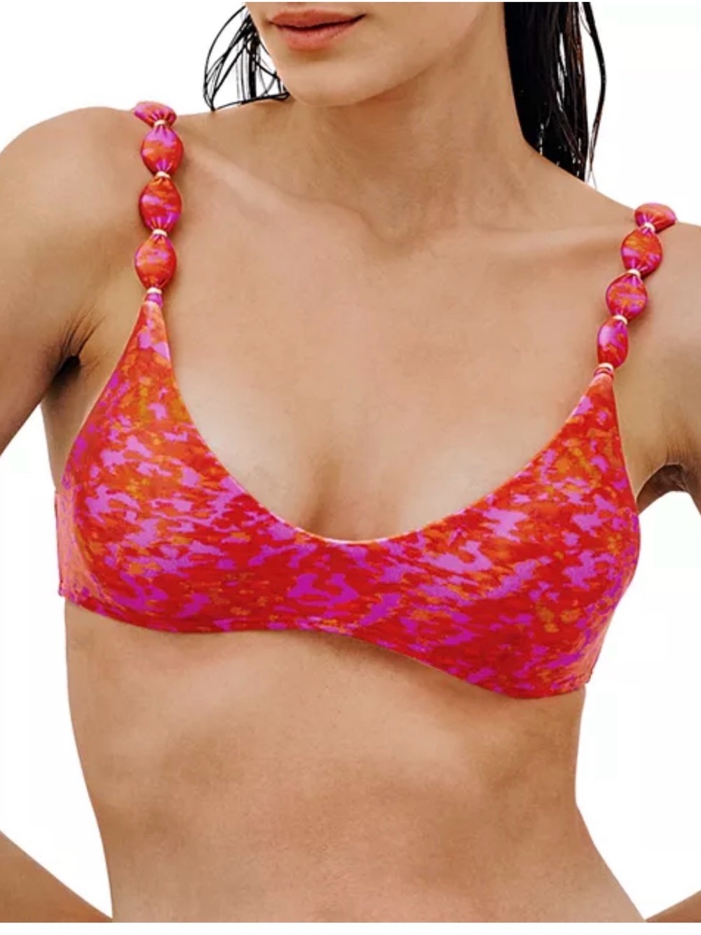 Vix Paula Hermanny | Lizzy Li Bikini Top Pink & Red Patterned